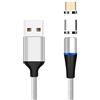 PremiumCord Cavo Magnetico di Ricarica E Dati USB-C E Micro USB, USB 2.0, Maschio A Maschio, Velocità 480mbit/s, Colore: Argento, Lunghezza: 1m