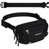 Waterfly Marsupio marsupio: marsupio piccolo con blocco RFID, Nero , 21.5 x | Anti-furto, cinghia regolabile, cintura estesa di 30 cm, multi-tasca, per donne e uomini, escursionismo, sport, corsa