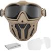 Garneck Maschera Tattica Antiappannamento, Occhiali Staccabili | Tpu e Pc, Colore Coffee, Protezione dal Vento, Mini Ventilatore Incluso, Uso Sportivo All'aperto