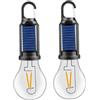 TusaMer 2Pcs Luci di Campeggio Solare Portatile Impermeabile Multi-funzionale Retro Solare Tenda Luci con Gancio per Outdoor Campeggio Torcia Elettrica Lampadina