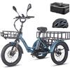 Fafrees Triciclo Elettrica 48V21Ah Batteria Rimovibile Bici Elettrica Pieghevole a 3 Ruote 20×3.0, Autonomia 115km, Ebike Adulti Uomo Donna, Freni a disco idraulici, Cestino Ante-/Post-