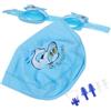 DEARMAMY Set Nuoto Occhialini Antiappannamento e Cuffia Blu | Silicone, Naso Fermo e Tappi, Design a Cartoni, per Lezioni e Parchi Acquatici
