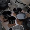 Vibsky Tazza in acciaio inox 304, ciotola da campeggio compatta con linee di misurazione, padella non rivestita con manico per esterni