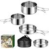 ComfyHarbor Set di pentole da cucina per esterni, 4 pezzi, resistenti al calore | Acciaio inossidabile 304, alta resistenza alle temperature, manici pieghevoli, design impilabile, finitura argento