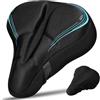 RIXOW Coprisella Bici Gel Morbido, Copri Sella Bici Imbottito con Copertura Impermeabile, Grande Coprisella Cyclette per Uomo e Donna, 27.5 * 23.5CM Coprisella per Spinning Bici, MTB, City Bike