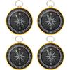 Operitacx 4 Pezzi Bussola Portachiavi in Lega di Alluminio Nera per | Anello Graduato, Accessorio Leggero da Agganciare a Zaini e Chiavi, Stile Vintage