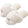 Evshine Pantofole da donna in memory foam con fascia incrociata | Pantofole in pelliccia sintetica, con fascia incrociata, punta aperta, regalo per donne, mamme e damigelle d'onore
