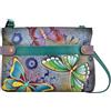 Anna by Anuschka Womens Genuine Leather Medium Crossbody Handbag - Zip-Top Organizer with Snap Side