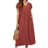 YMING Donne Vestito Lungo Abiti Casual Manica Corta Plus Size Vestito Stampato Floreale Maxi Vestito Allentato Flowy
