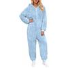 Genérico Pigiama in peluche tuta tipo Onesie morbido e confortevole abbigliamento da domir lungo un colore con cappuccio pigiama in peluche tuta invernale per donna calda e imbottita