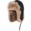 YOOCHUENG Cappello Uomo con Paraorecchie in Stile Aviatore Ushanka Inverno | Similpelle e Pelliccia Sintetica,Impermeabile,Cappello da Trapper Invernale Caldo,per Attività All'aria Aperta,Caccia,Sci