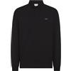 SUN68 Polo a Maniche Lunghe in Cotone con Bottoni Nascosti (Nero) M