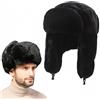 SDXCJY Cappello da cacciatore invernale bomber cappello russo cappello invernale caldo cappello con orecchie antivento in pelliccia sintetica cappello aviatore pilota cappello nero per pattinaggio,