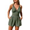 Generic Costume da Bagno Donna Intero con Pantaloncini e Tasche, Scollo a V, Spalline Larghe, Vita Modellante, Copertura Comoda per Mare Piscina