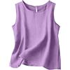 Generico Canottiera Donna Cotone Lino Canotta Estiva Senza Maniche Top Elegante Girocollo Blusa Spalla Larga Tinta Unita Canotte Estive Magliette Base Tank Top