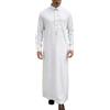 Cexiakong Caftano musulmano da uomo, abito lungo, collo alto, camicia da notte, a maniche lunghe, con bottone, larga, da uomo, stile arabo, casua, abbigliamento da preghiera traspirante
