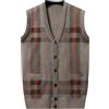 Bauzuoyo Gilet da uomo per il tempo libero, senza maniche, con bottoni, in lana, con scollo a V, comodo maglione, da uomo, a quadri, in misto lana, per il tempo libero