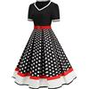 lozssnigzi Vestiti di Carnevale Adulti, con Maniche, con Fiocco, a Pois, Vestiti Anni 50 Elegante Costumi di Carnevale Abiti Vintage Abito Lungo Vestito Curvy per Feste, Balli, Cerimonia