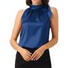 Allegra K Camicetta elegante in raso senza maniche con fiocco e colletto a papillon da donna