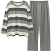 Generic Pigiama da donna a maniche lunghe caldo e comodo da donna confortevole a righe sfumato puro colore imitazione cotone pigiama da donna casual pantaloni a maniche lunghe larghi pantofole ragazze cane