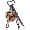 Guqqeuc Portachiavi con pompon con stampa leopardata, portachiavi in pelliccia sintetica per chiavi dell'auto, accessori per borse, ciondoli con stampa leopardata, portachiavi soffice per donne e