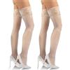 sesto senso 1 o 2 Paia Donna Calze Autoreggenti Pizzo con Silicone 15 DEN Sexy Transparente