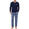 Uniexcosm Pigiama Uomo Invernale Cotone, Maniche Lunghe | 95% o 65% cotone, collo serafino con 3 bottoni, taschino, maniche lunghe, pantaloni scozzesi, vita elastica e tasche