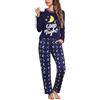 Aseniza Pigiama Donna Invernale Cotone Lungo Manica Lunga Pigiama da Donna con Tasca Due Pezzi Pigiami S-XXL