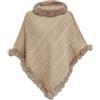 Rayson Poncho Donna Invernale Caldo in Maglia con Bordo Pelliccia Sintetica | Collo Alto, Morbido Mantella Coprispalle Elegante, per l'uso All'aperto che in Casa, Vestibilità Ampia Lungo, Cappa Spessa