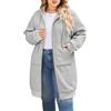 CMTOP Lunga Felpa Donna con Zip Casual Oversize Giacca con Cappuccio Taglie Forti Cardigan in Pile Autunno Invernali Cappotto con Tasche Elegante Chic Cotone Hoodie