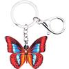 BONSNY Catene portachiavi Morpho Menelaus a forma di farfalla per donne, portachiavi per auto, borsa, anelli, ciondoli portafortuna, Arancione, 36mm x 49mm