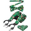 HISDERN Papillon e Bretelle Uomo di Natale Bretelles e Papillon Fazzoletto da Taschino Regolabile Forma di Y con 6 Clip Robuste