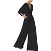 duaicnvow Tute Donna Monopezzi E Tutine Elegante Tuta Lunga Profondo V Casual Jumpsuit Vita Alta Senza Maniche Schiena Scoperta Tinta Unita Pagliaccetti Pantaloni A Gamba Larga Cocktail Cerimonia Overall