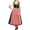 Generic Costume Oktoberfest Donna Vintage, Abito Dirndl Bavarese Tradizionale con Grembiule e Stile Cameriera, Vestito Festa della Birra Tedesca per Party, Halloween, Teatro e Festival