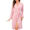 Sopesil Accappatoio Donna Vestaglia Kimono Leggera S-XXL | Maniche 3/4 con Tasche e Bordi a Contrasto e Cintura Sottile Traspirante e Morbido per Casa SPA e Dopo Doccia S-XXL