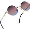 Joopin Occhiali da Sole Uomo Donna Rotondi Vintage Polarizzati UV400 | Montatura metallo sottile tondi piccoli hippie retrò lenti specchio unisex adulti