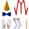 HIXNUG 6 pezzi Pinocchio Fancy Dress Bowtie guanti lunghi naso cappello reggicalze calzini marionetta in legno costume per uomo donna Cosplay