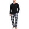 Uniexcosm Pigiama Uomo Invernale Cotone, Maniche Lunghe | 95% o 65% cotone, collo serafino con 3 bottoni, taschino, maniche lunghe, pantaloni scozzesi, vita elastica e tasche