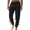 Bauzuoyo Pantaloni medievali da uomo in lino, vintage, per il tempo libero con tasche, pantaloni da pirata, per cosplay, estate, lunghi, leggeri, pantaloni vichinghi, pantaloni con lacci, stile retrò