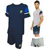 Lotto Completo Uomo Sportivo, T-Shirt + Pantaloncino + Boxer, Completo Uomo Estivo in Cotone, Pigiama Uomo Corto Estivo, Homewear. (1083 Blu + Boxer, L)