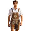 HEMNACU Costume da uomo per Oktoberfest, bavarese tedesco, costume per Oktoberfest, con bretelle rimovibili, camicia tradizionale a quadri, pantaloni bavaresi in pelle con bretelle