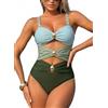 Sangdut Costume da bagno da donna Cut Out doppio, con coppe sexy scollo a V, costume da bagno push up monokini