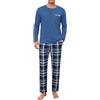 Uniexcosm Pigiama Uomo Invernale Cotone, Maniche Lunghe | 95% o 65% cotone, collo serafino con 3 bottoni, taschino, maniche lunghe, pantaloni scozzesi, vita elastica e tasche