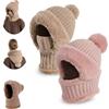 WRYHAUL Cappello 3 in 1 per Donna, Cappello 3 in 1 con Sciarpa e Maschera, 55-60 cm, Sciarpa di Protezione per Le Orecchie Calda e Spessa Lavorata a Maglia