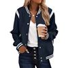 Zeagoo Giacca Donna Bomber Leggera Giubbotto Elegante Corto Blouson Giacche | Baseball Casual Manica Lunga Bottoni Jacke Autunno Inverno Mezza Stagione Outwear Coat con Tasche S-2XL