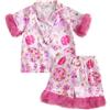XIXIMAON 1-9Y Ragazze Estate Raso Pigiama Set Torta Stampa Manica Corta Pulsante Camicia Pantaloncini Pjs Set Bambina Compleanno Pjs Camicia Da Notte Outfit Loungewear