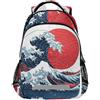 Wzzzsun Onda Di Bandiera Giapponese Zaino Bambini Ragazze Ragazzi Zainetti Scuola con Riflettenti Daypack Borsa da Viaggio per Donna Uomo