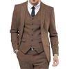 Generic Smoking da Uomo in Tweed a Spina di Pesce, 3 Pezzi, Abito da Ballo, con Revers a Lancia