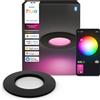 Philips Hue White and Color ambiance Lampada da incasso sottile da 90 mm, Bluetooth/Zigbee, Nero, LED, Policarbonato (PC), Altro, 1000 K