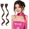 Silk-co Extension Capelli Clip, 2 Ciocche Singole Frangia Laterale Leggero Incorniciare il Viso Lunghi 30cm 9g - Marrone Chiaro